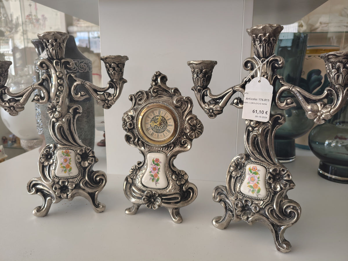 Trittico Candelabri + Orologio Non Funzionante