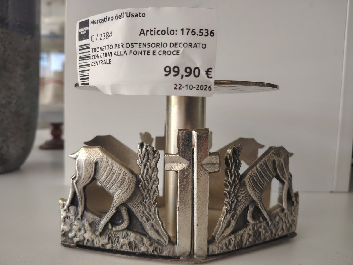 Tronetto Per Ostensorio Decorato Con Cervi Alla Fonte E Croce Centrale