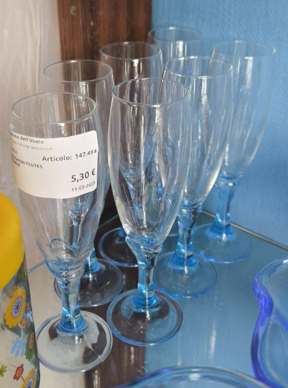 7 Bicchieri Flutes Azzurri