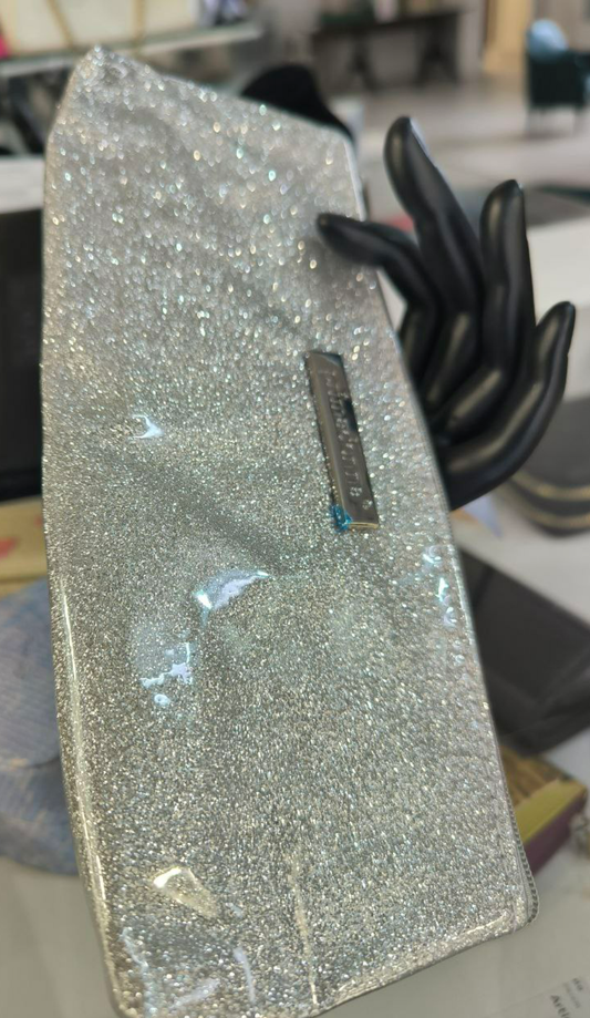Borsello Grigio Brillantinato Porta Trucchi Prima Donna