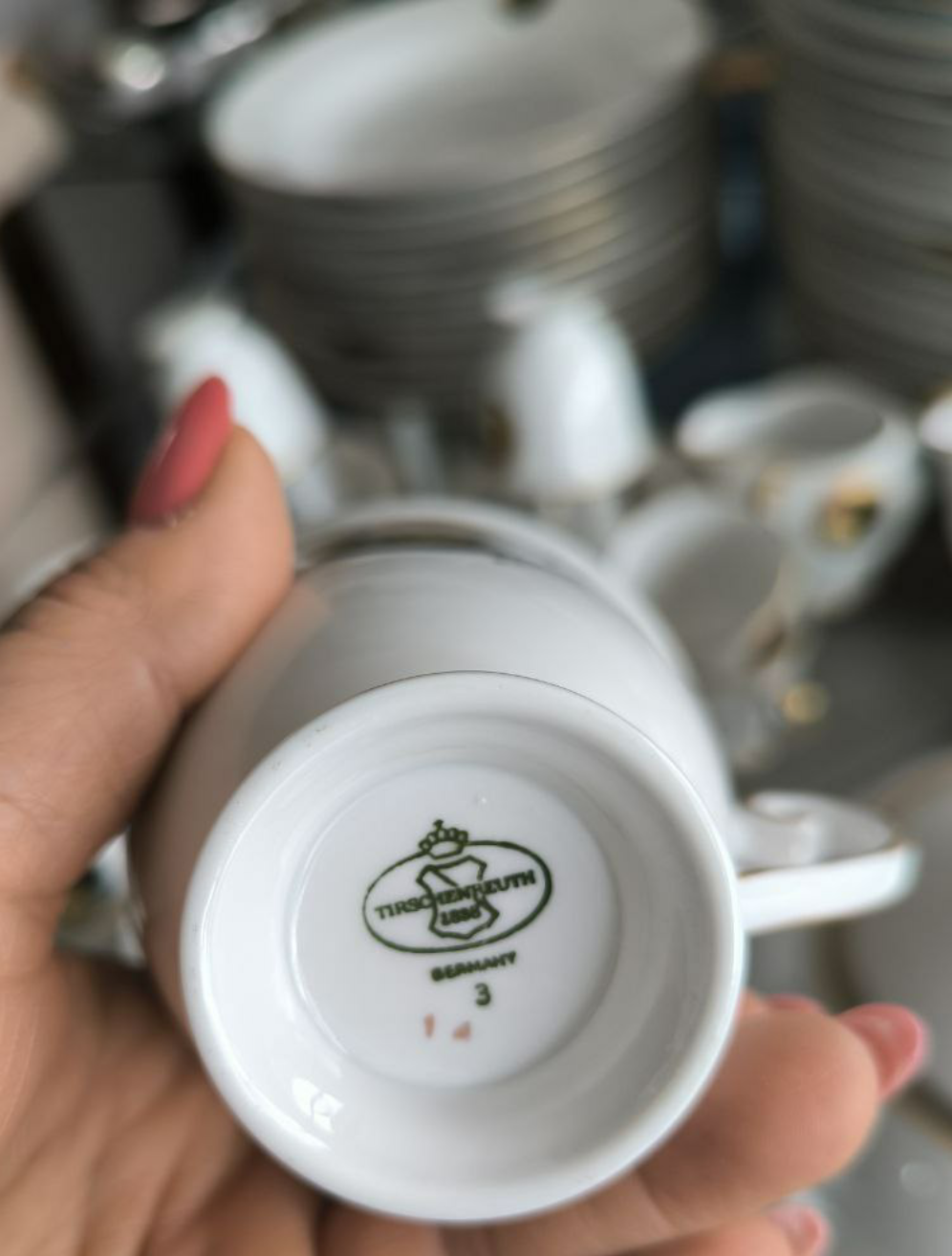 Servizio Caffè Porcellana Firmato Amodio Bianchi 18pz Abbinato