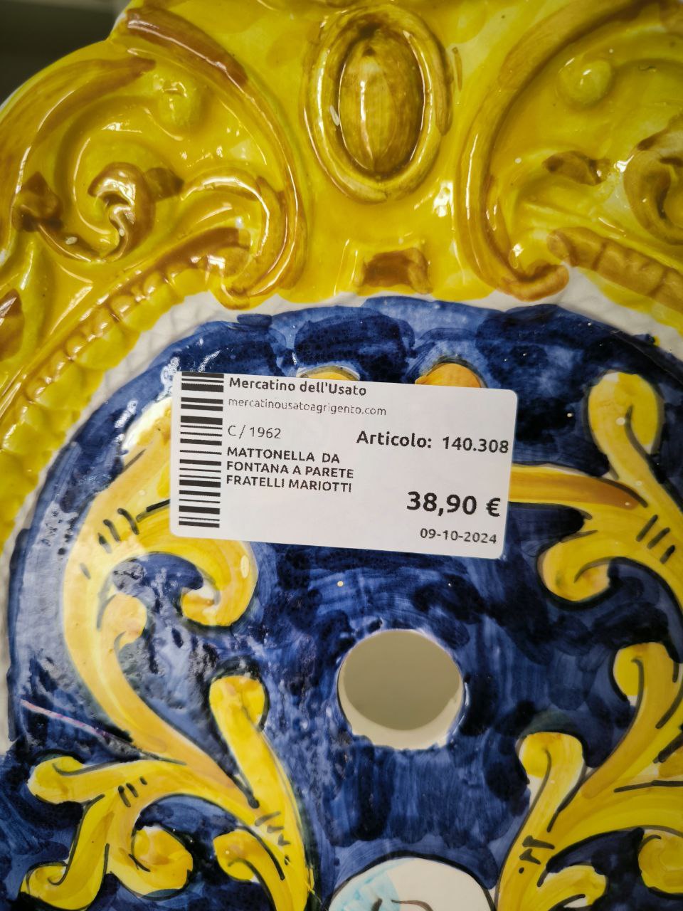 GRANDE MATTONELLA CERAMICA DA FONTANA A PARETE FRATELLI MARIOTTI