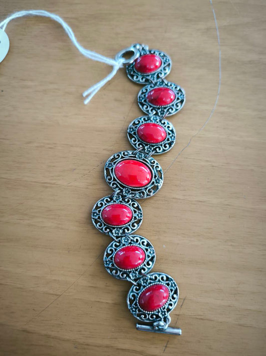 BRACCIALE PIETRE ROSSE