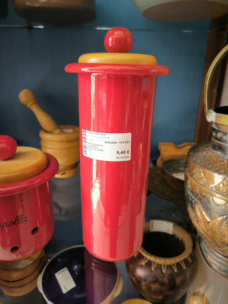 PORTA SPAGHETTI IN CERAMICA ROSSA CON TAPPO