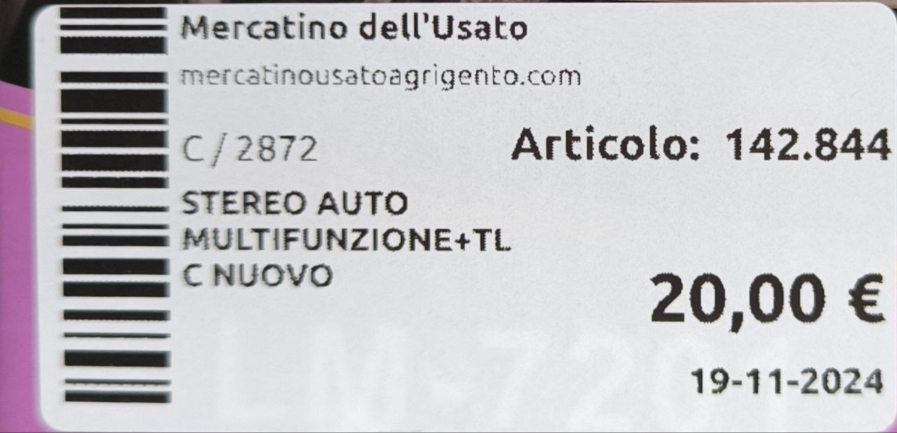 STEREO AUTO MULTIFUNZIONE
+ TLC NUOVO