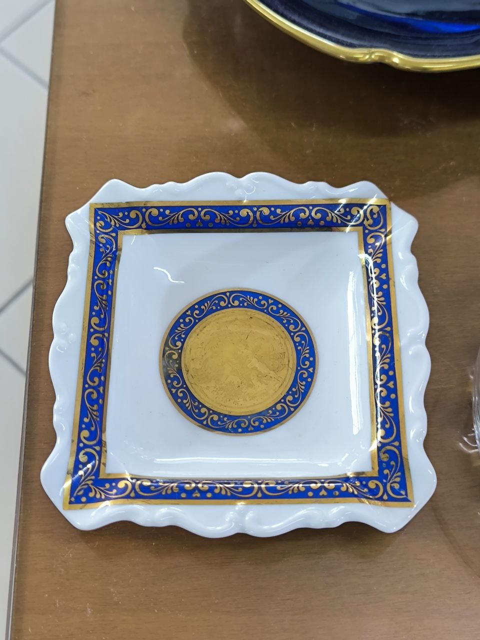 POSACENERE LIMOGES ORO BLU