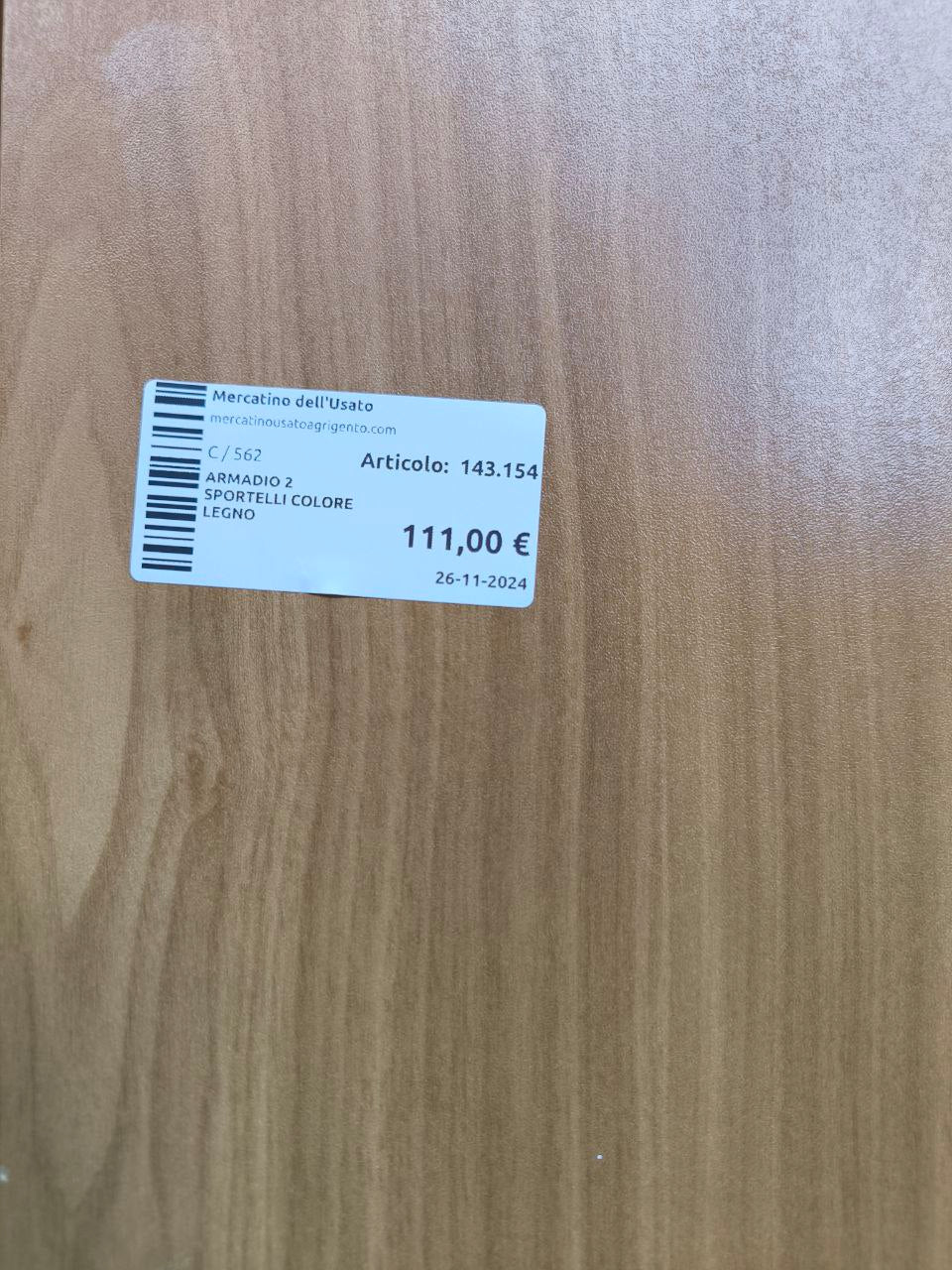 ARAMADIO 2 SPORTELLI COLORE LEGNO+ARMADIO ABBINATO 1 SPORTELLO €50,00