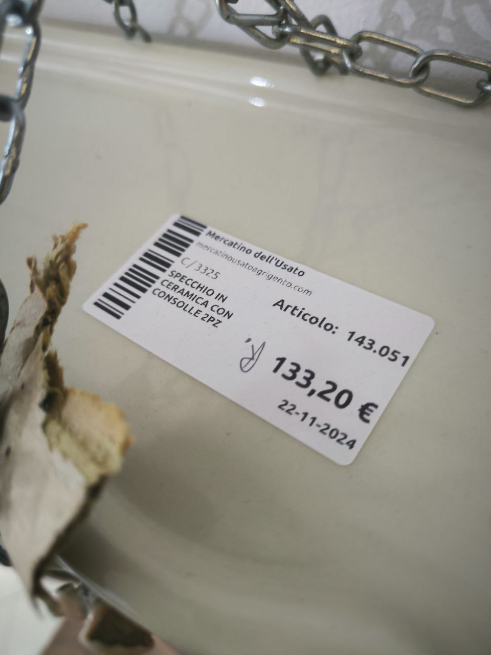 Specchio In Ceramica Con Consolle 2pz
