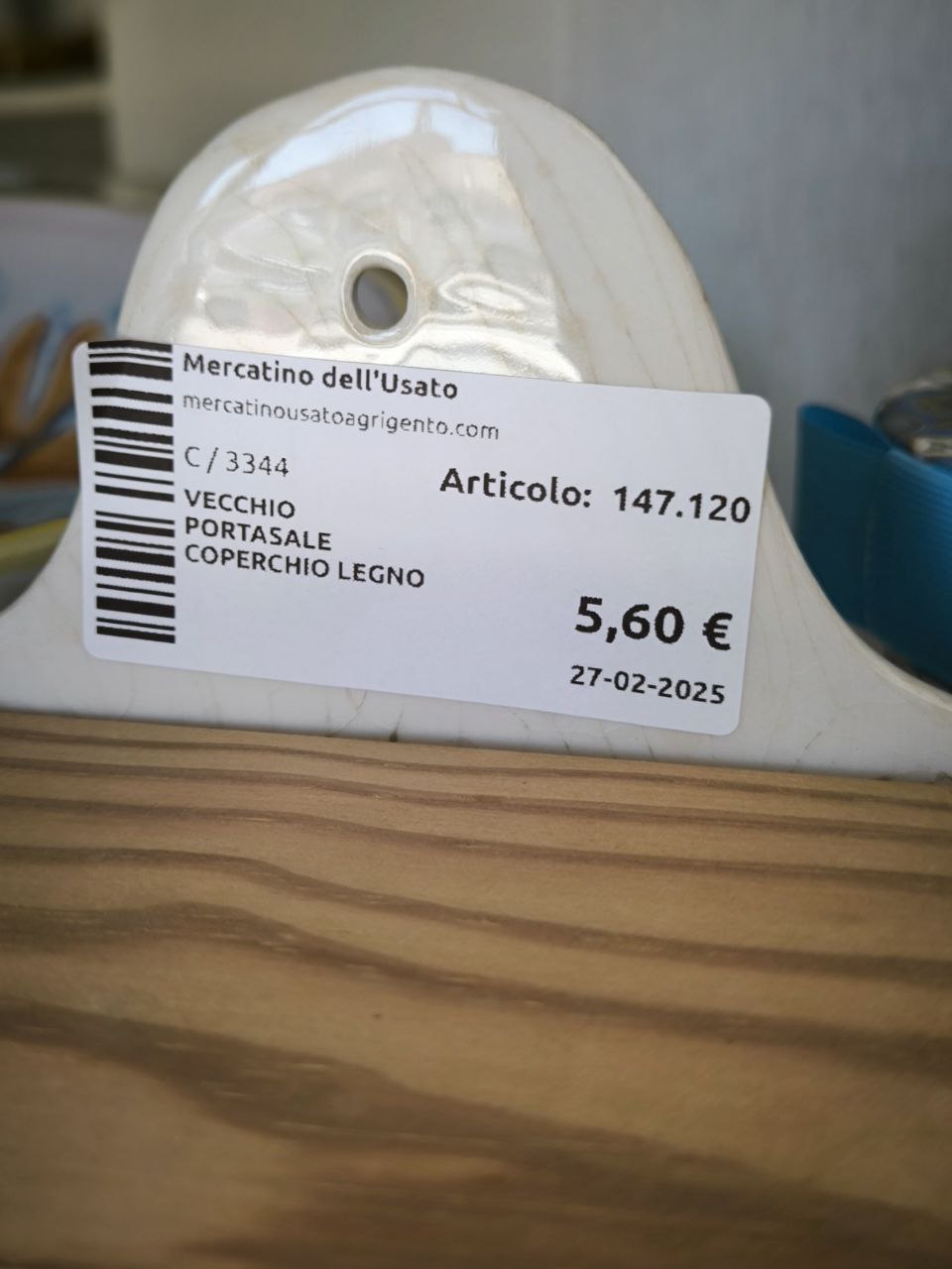Vecchio Portasale Coperchio Legno
