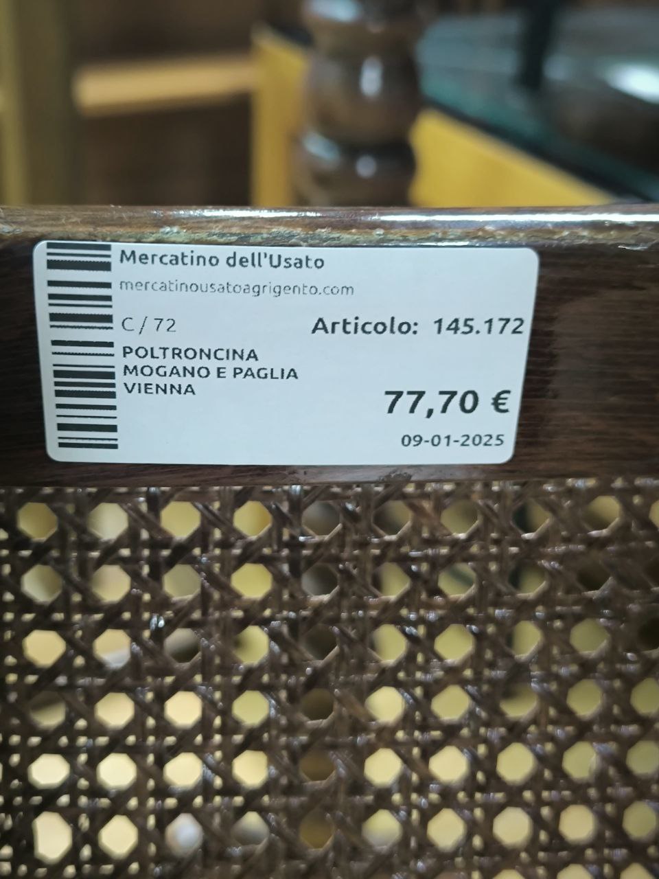 Poltroncina Mogano E Paglia Vienna