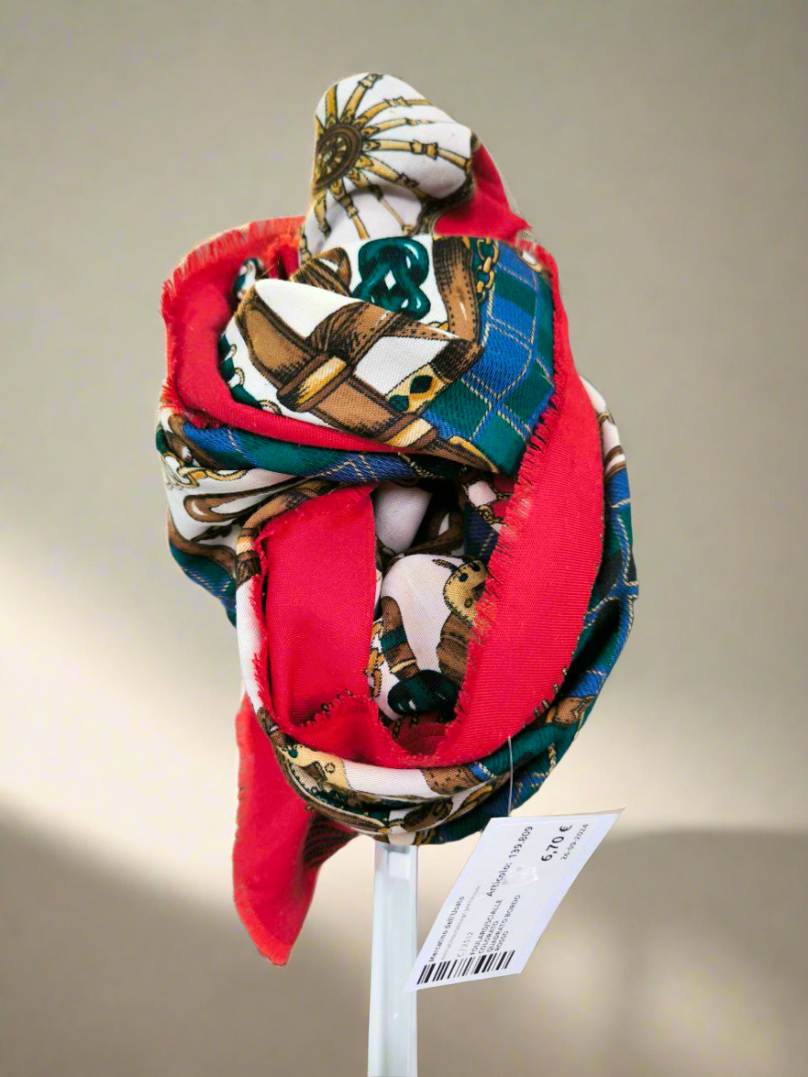 FOULARD/SCIALLE QUADRATO BORDO ROSSO