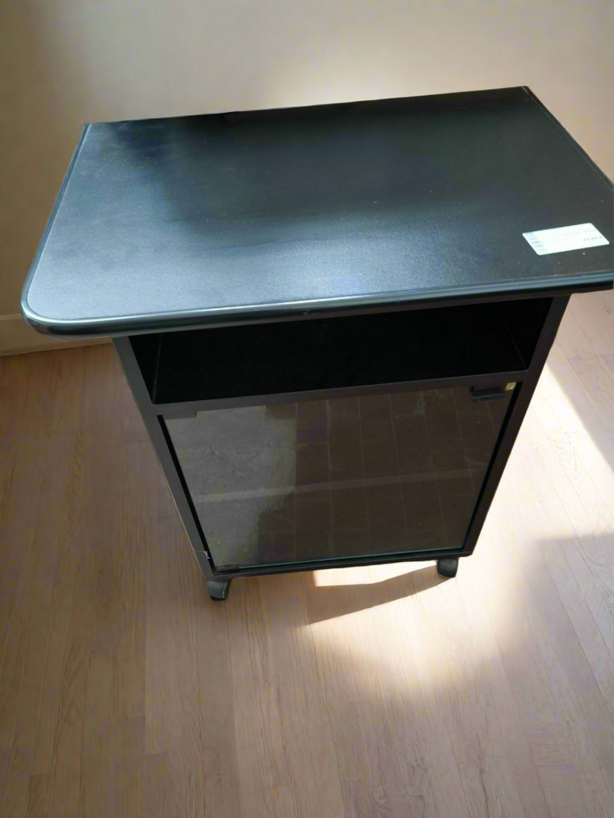 PORTA TV NERO CON SPORTELLINO VETRO