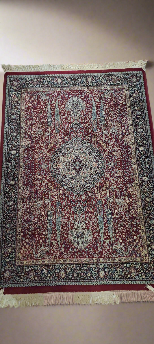 Tappeto 170x120 Bordo Brdeaux Greca Azzurra