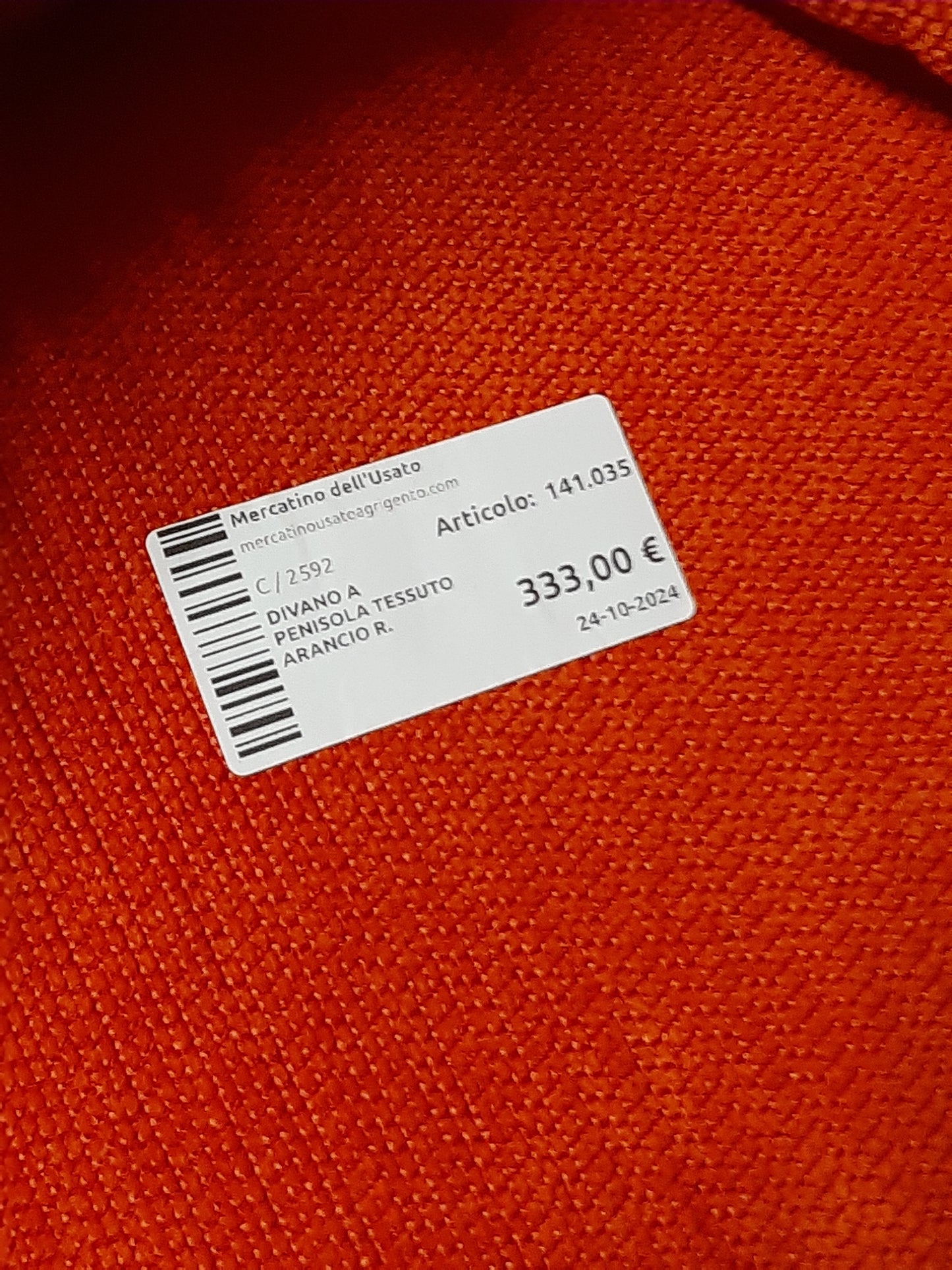 Divano A Penisola Tessuto Arancio R.