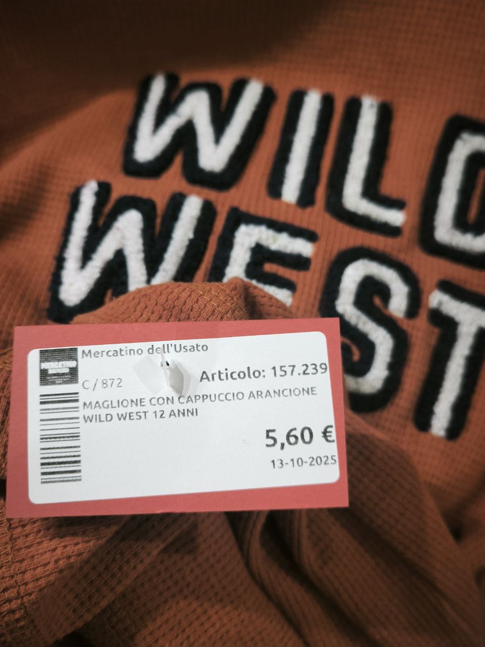 Maglione Con Cappuccio Arancione Wild West 12 Anni