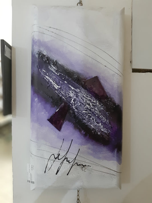 Quadro Moderno Con Inserti Vetro Viola E Certificato