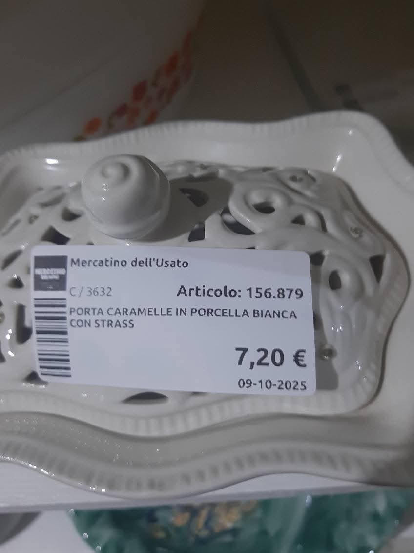 Porta Caramelle In Porcella Bianca Con Strass