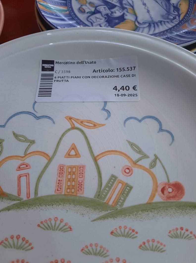 6 Piatti Piani Con Decorazione Case Di Frutta