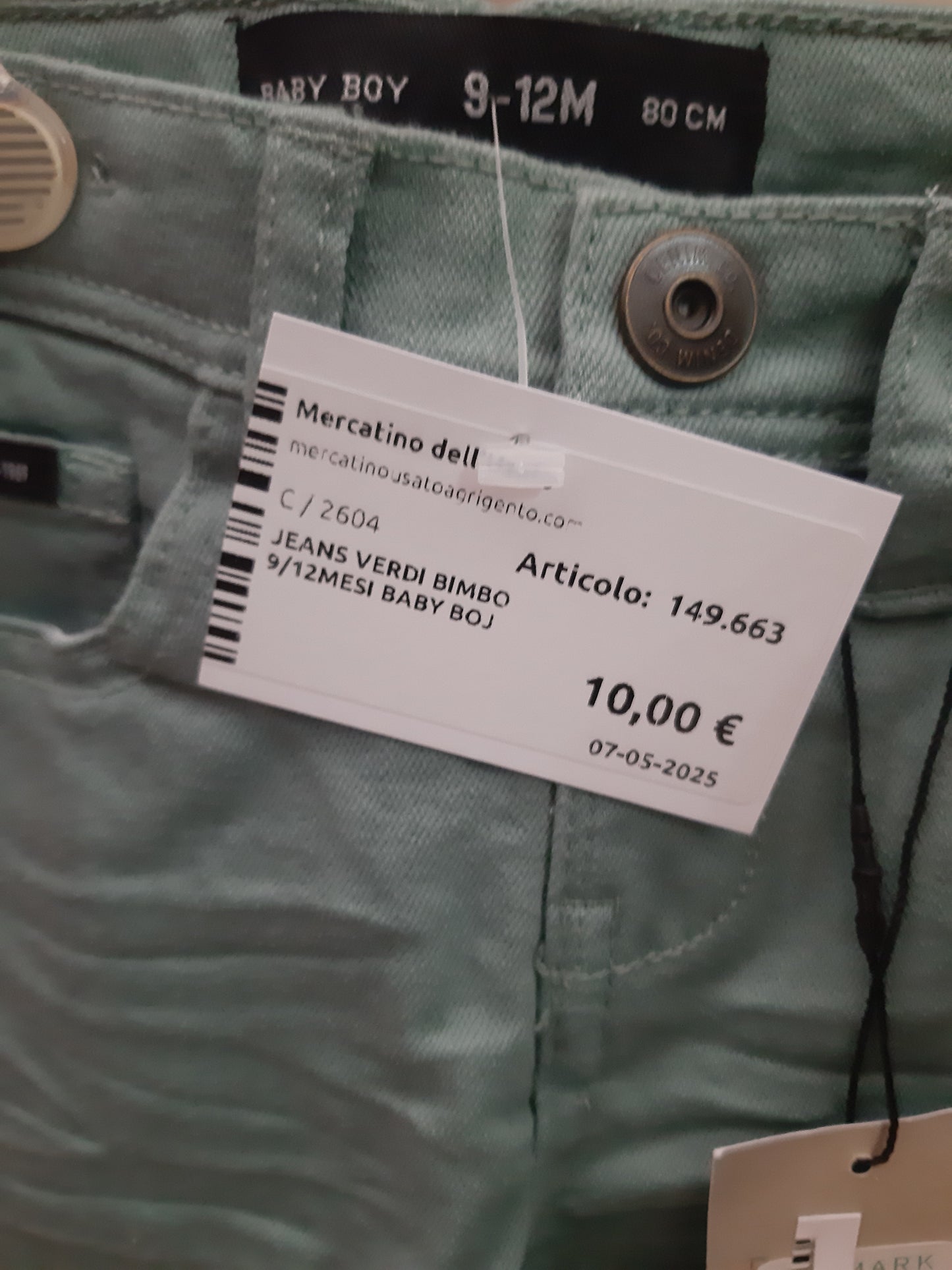 Jeans Verdi Bimbo 9/12mesi Baby Boj