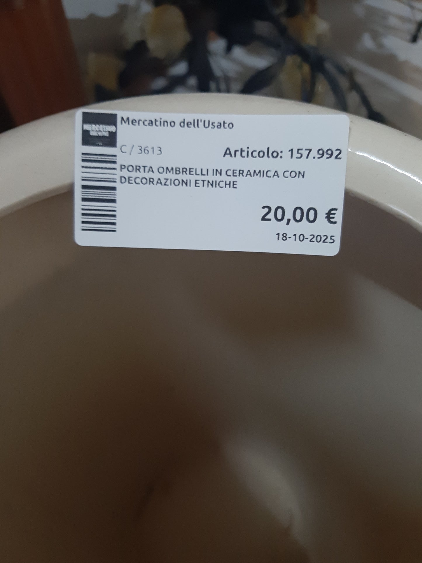 Porta Ombrelli In Ceramica Con Decorazioni Etniche