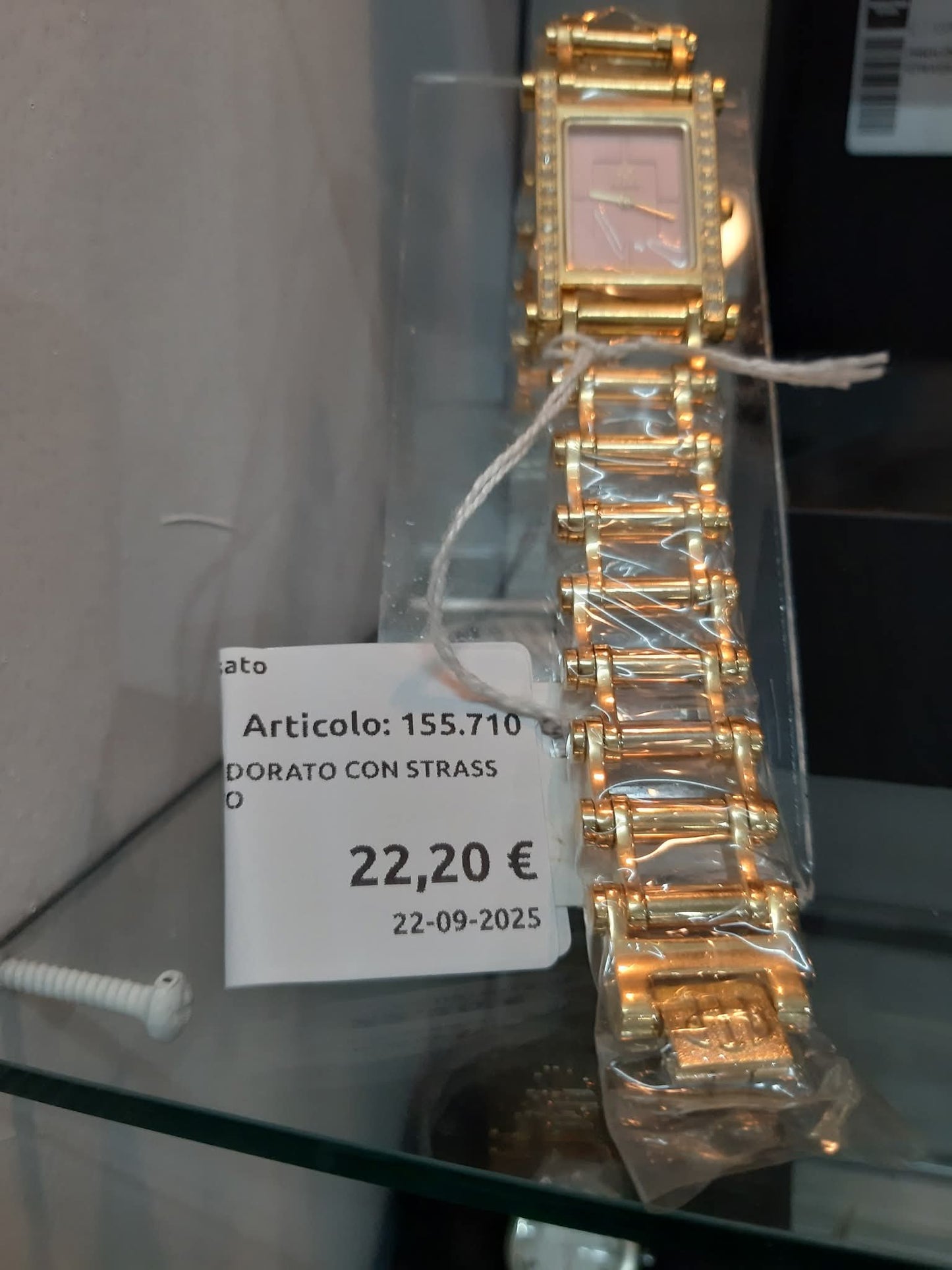Orologio Lobor Dorato Con Strass Cinturino Dorato