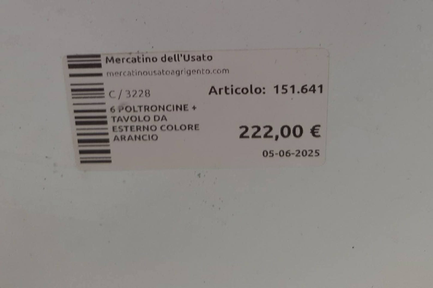 6 Poltroncine + Tavolo Da Esterno Colore Arancio