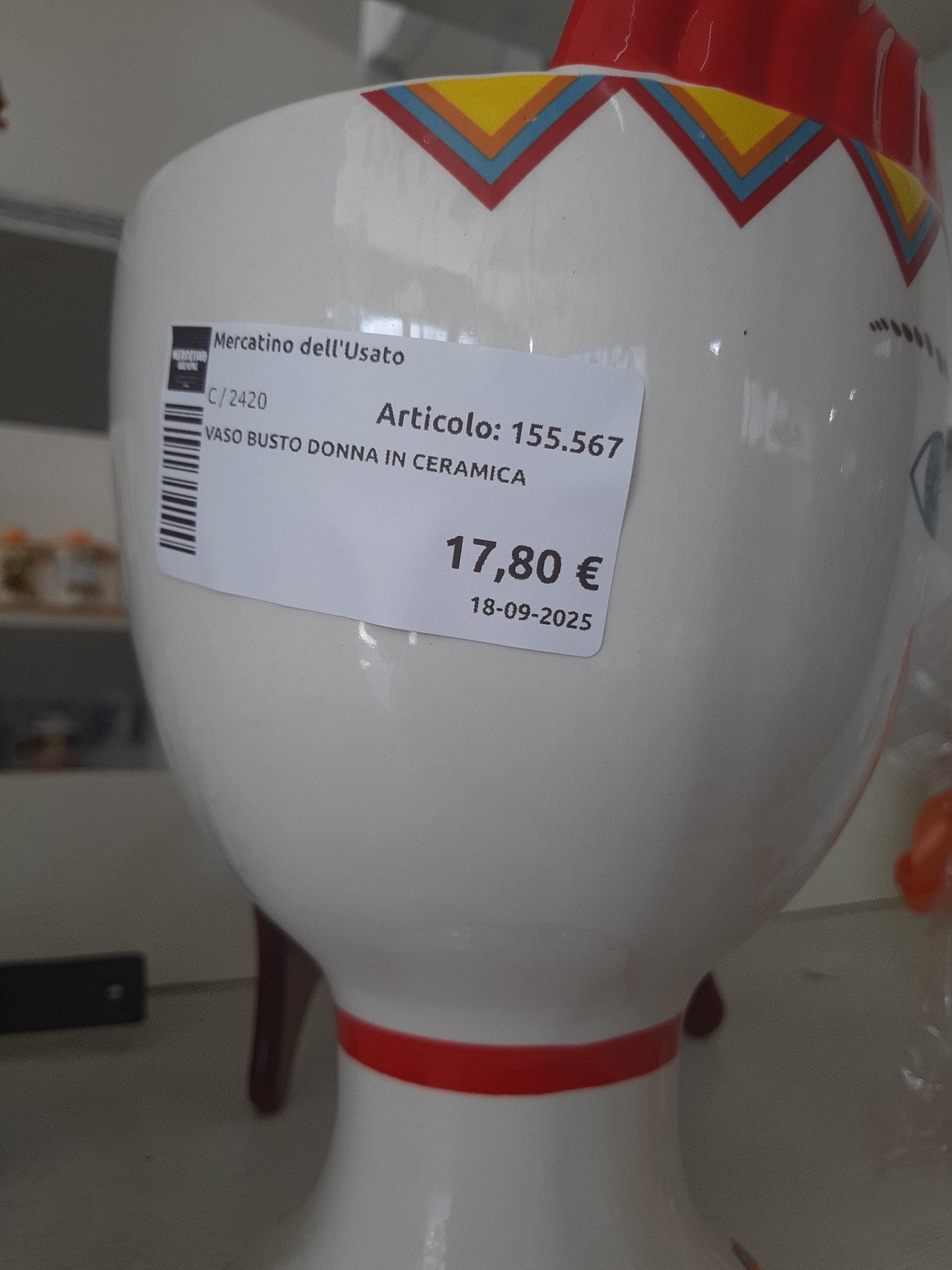 Vaso Busto Donna In Ceramica