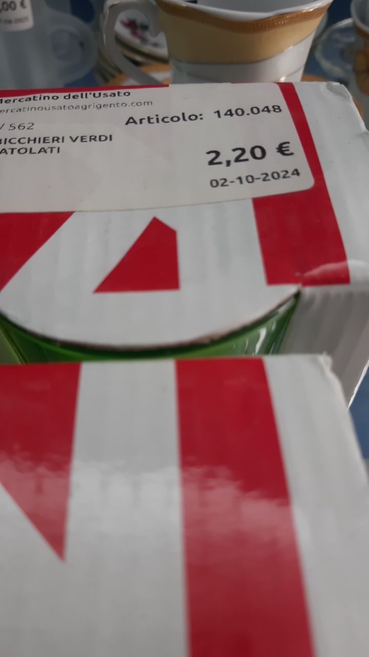 3 Bicchieri Verdi Scatolati