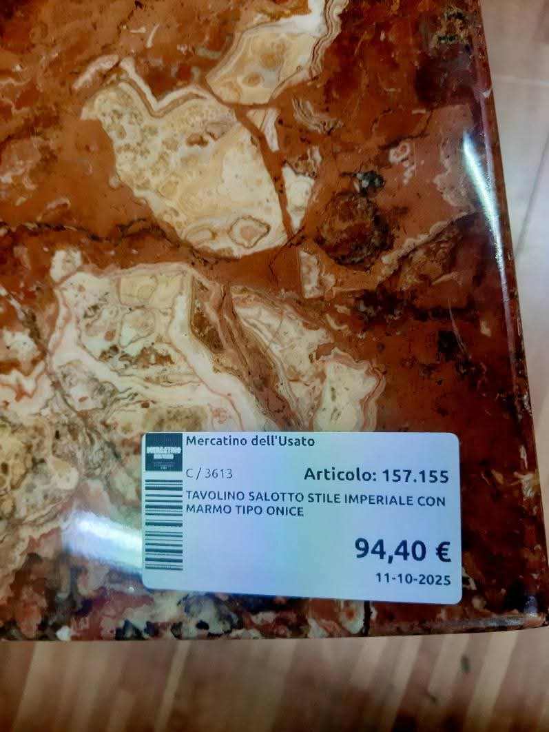 Tavolino Salotto Stile Imperiale Con Marmo Tipo Onice
