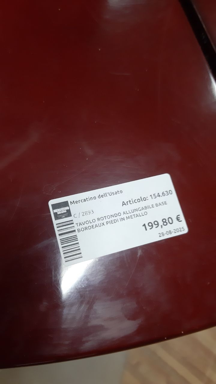 Tavolo Rotondo Allungabile Base Bordeaux Piedi In Metallo