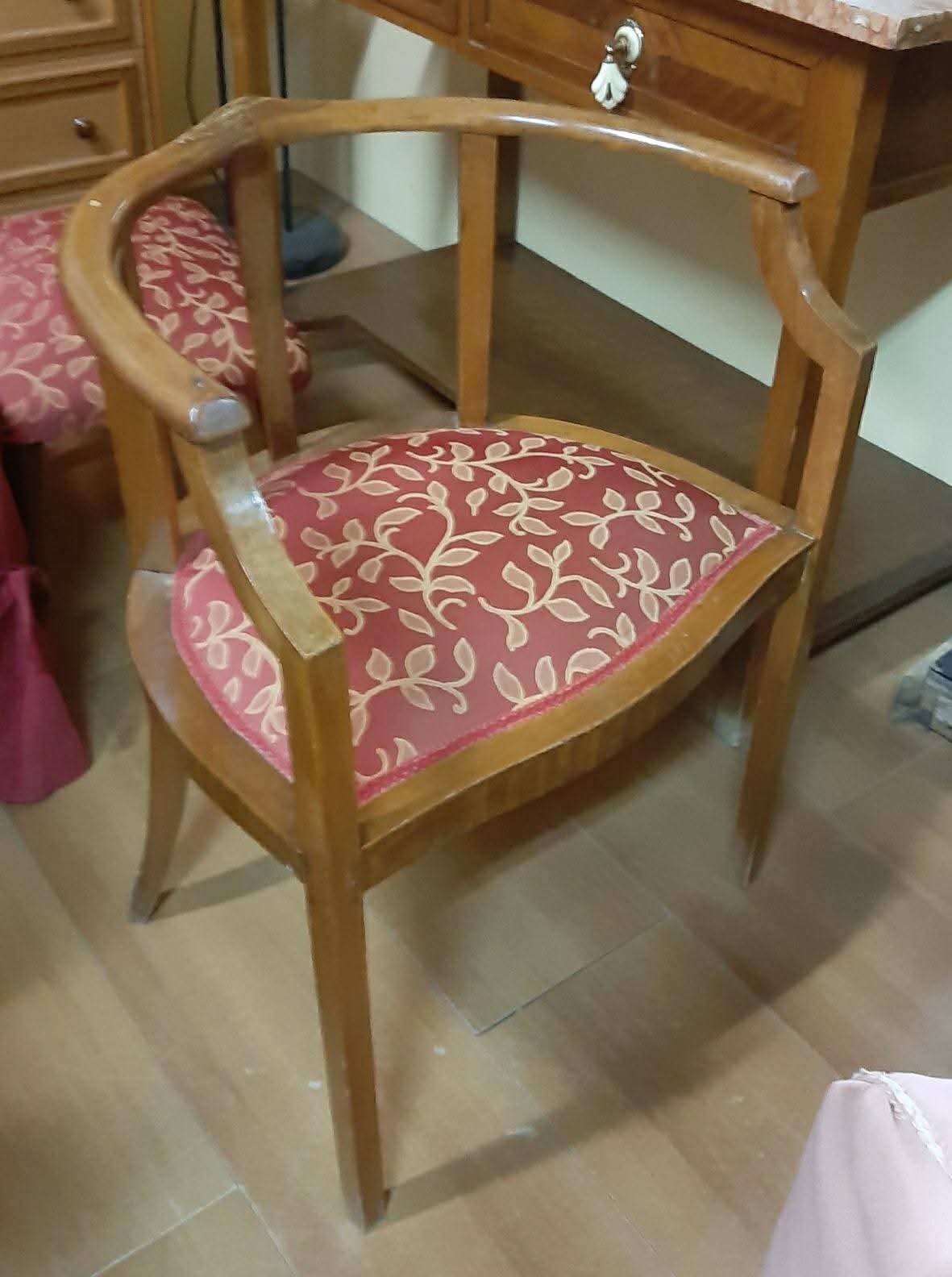 Poltroncina In Legno Tessuto Broccato+poggiapiedi R.