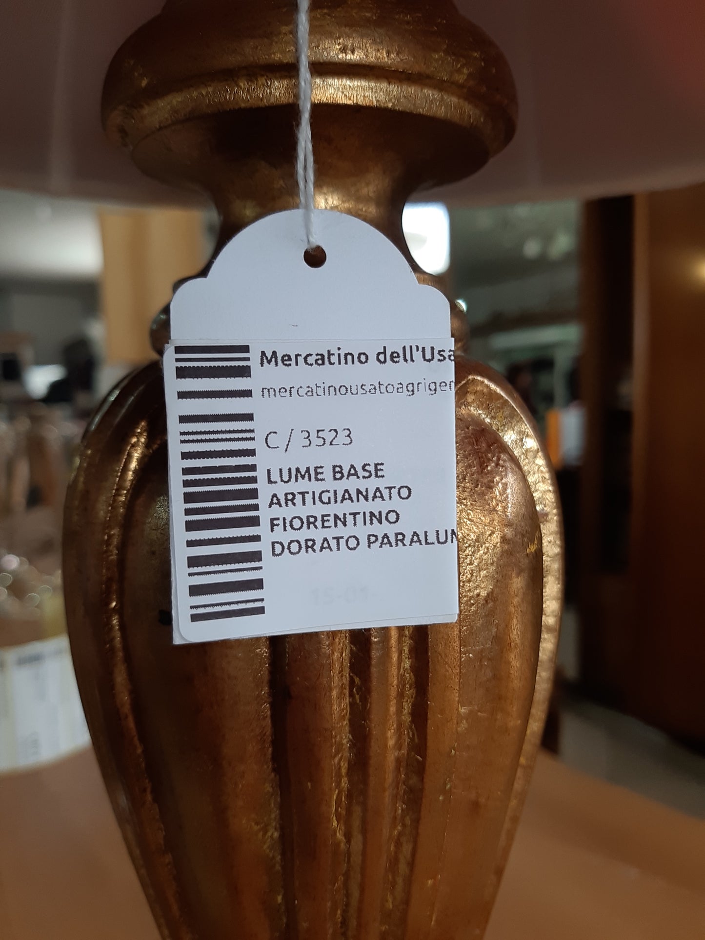 Lume Base Artigianato Fiorentino Dorato Paralume R.
