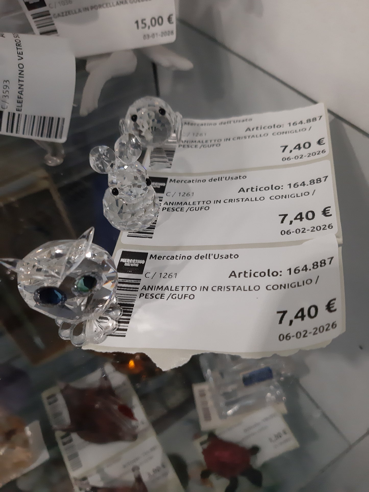 Animaletto In Cristallo Coniglio /pesce /gufo