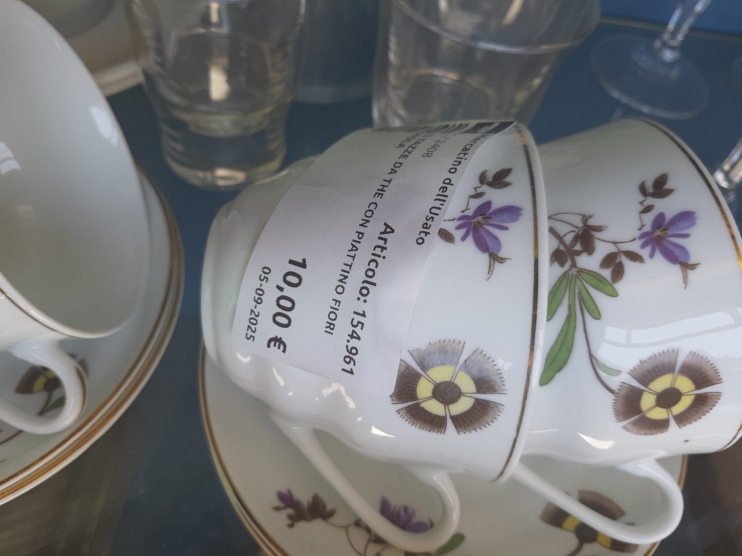 12 Tazze Da The Con Piattino Fiori Viola