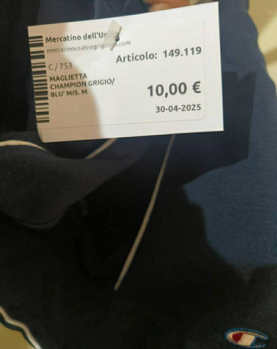 Maglietta Champion Grigio/blu' Mis. M