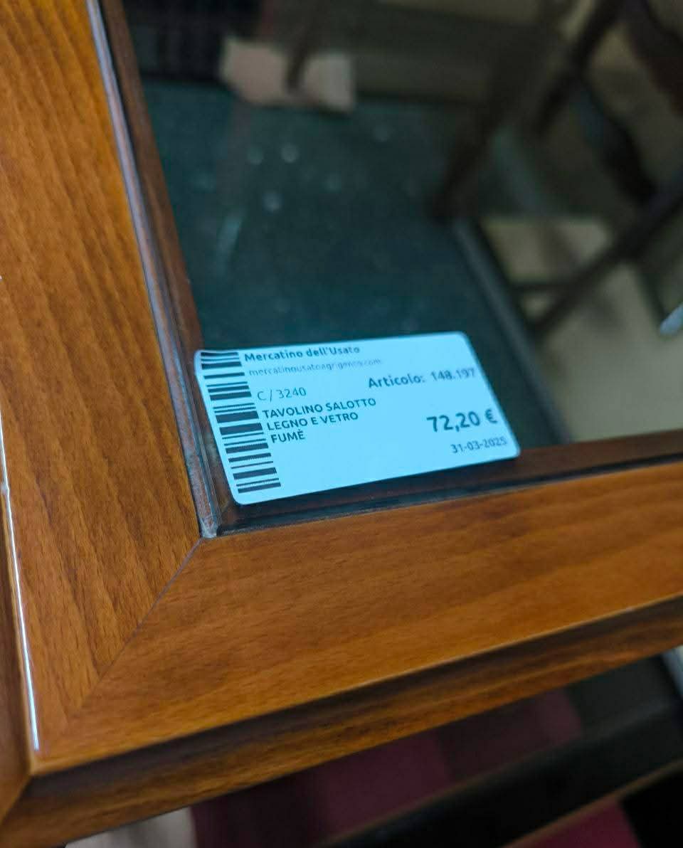 Tavolino Salotto Legno E Vetro Fumè