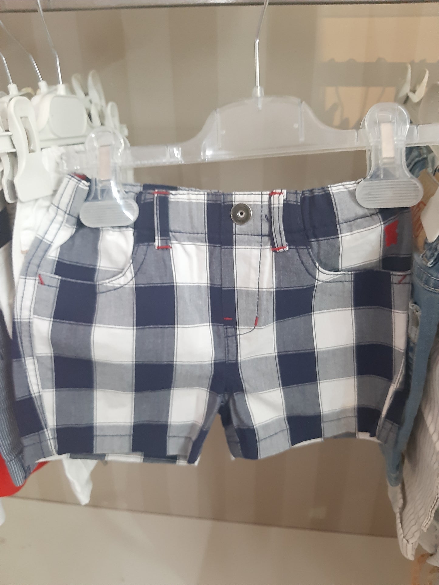 Pantaloncino A Quadri Bianco Blu Grigio Original Marines 9/12mesi