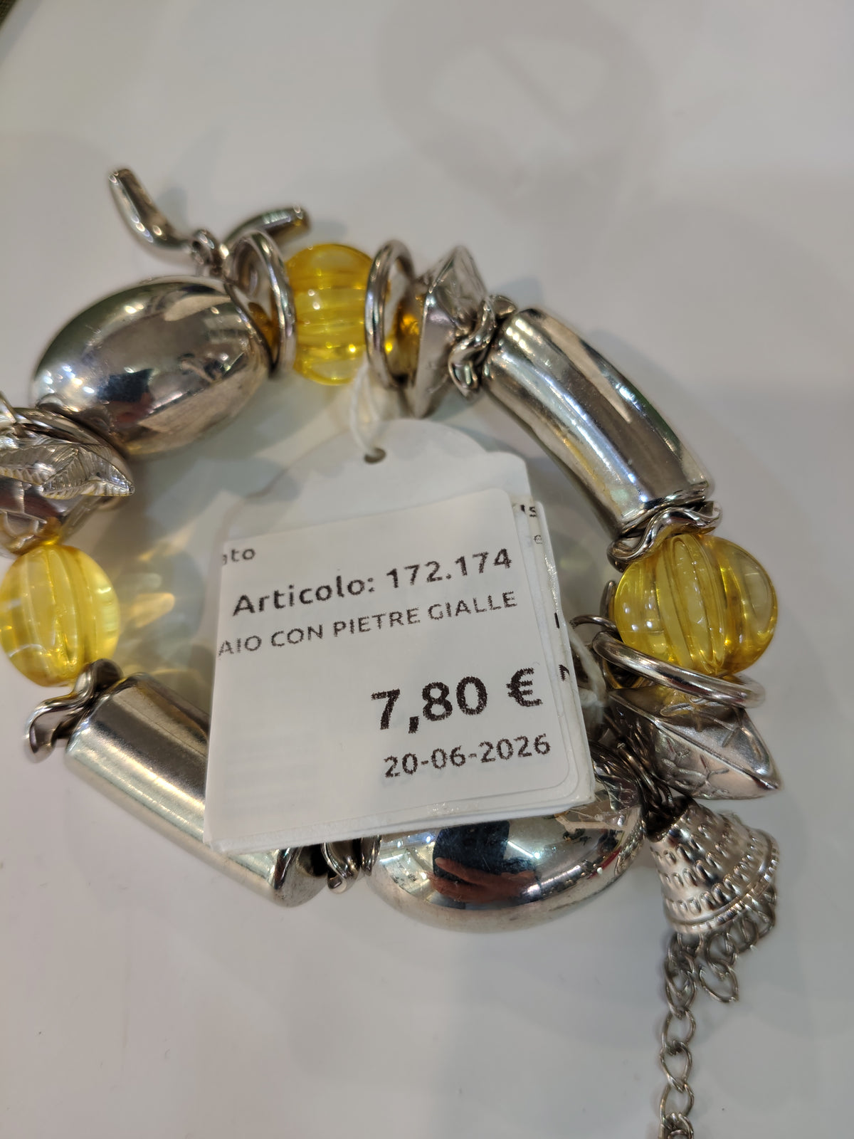 Bracciale In Acciaio Con Pietre Gialle