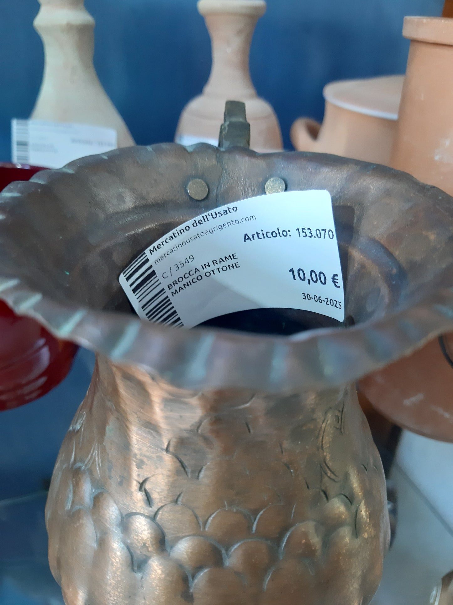 Brocca In Rame Manico Ottone