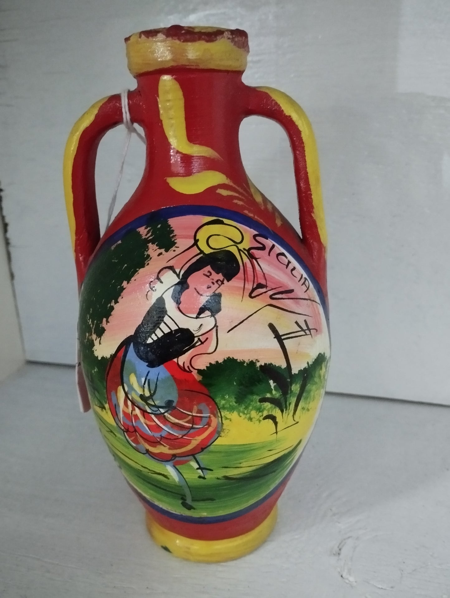 Anfora Decorata Costume Tipico Siciliano