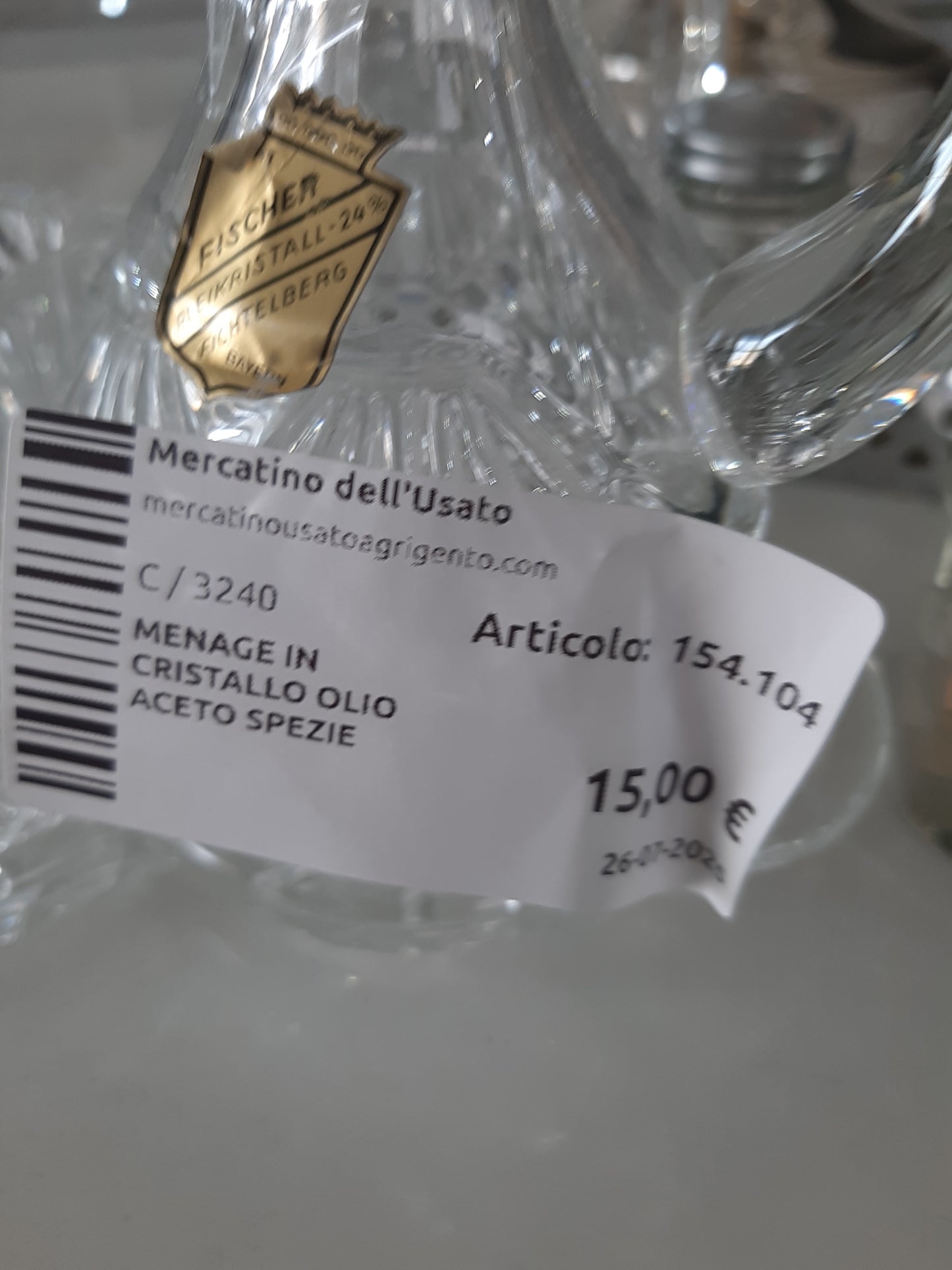 Menage In Cristallo Olio Aceto Spezie