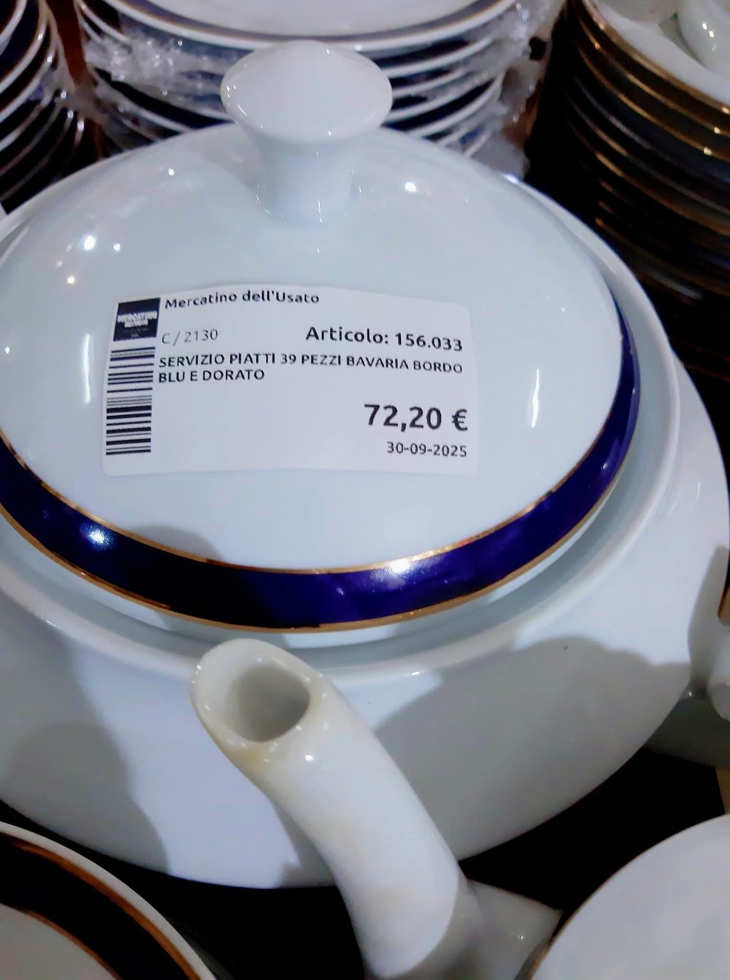 Servizio Piatti 39 Pezzi Bavaria Bordo Blu E Dorato