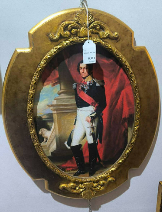 Quadro Ovale Cornice Dorata Dama/ufficiale