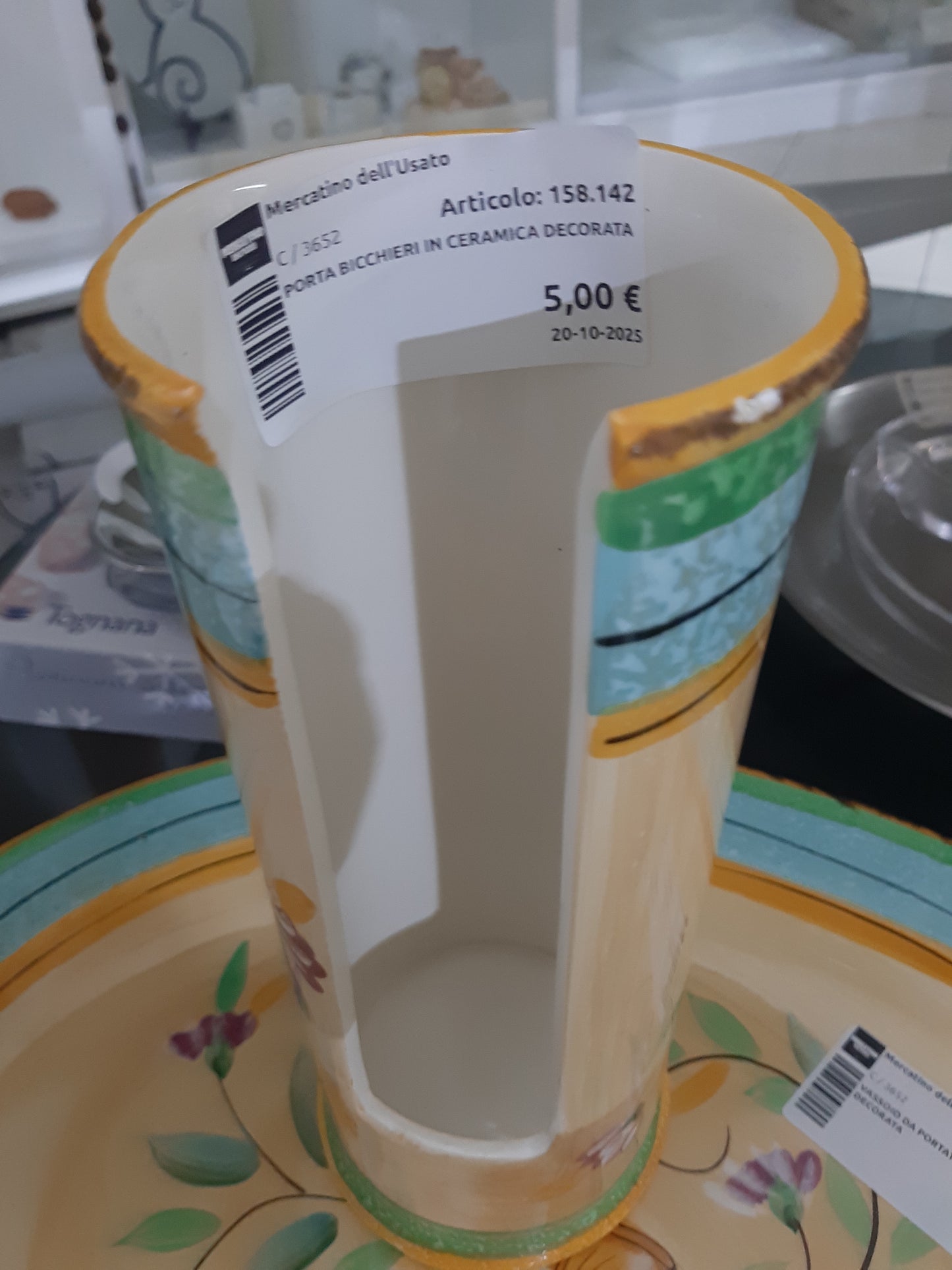 Porta Bicchieri In Ceramica Decorata