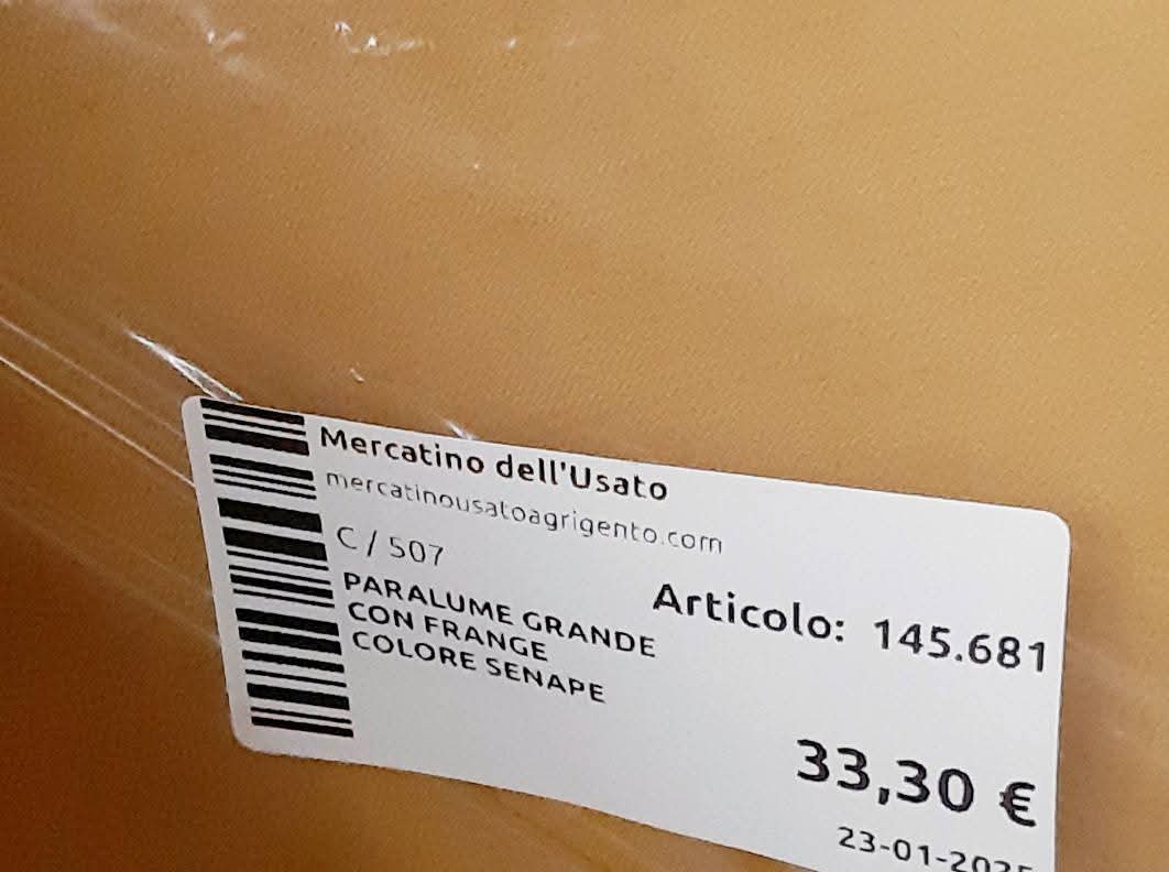 Paralume Grande Con Frange Colore Senape