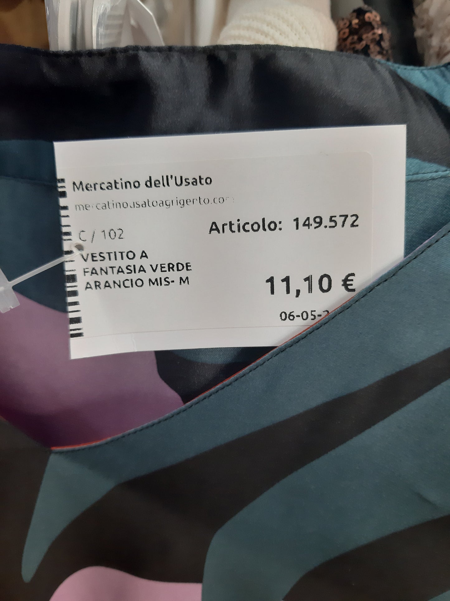 Vestito A Fantasia Verde Arancio Mis- M