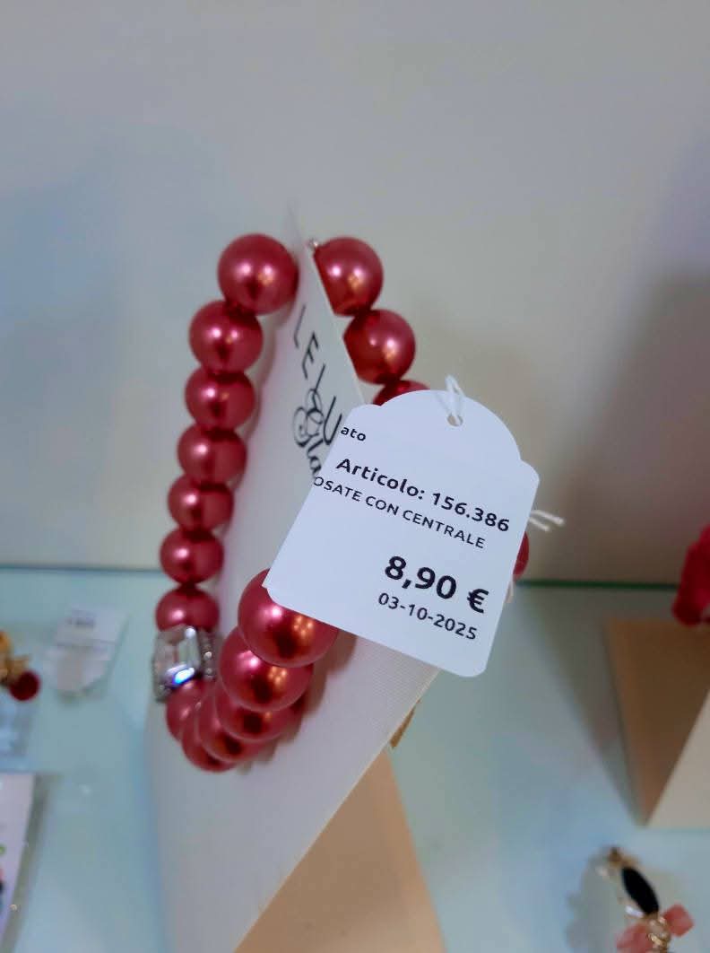 Collana Perle Rosate Con Centrale In Strass