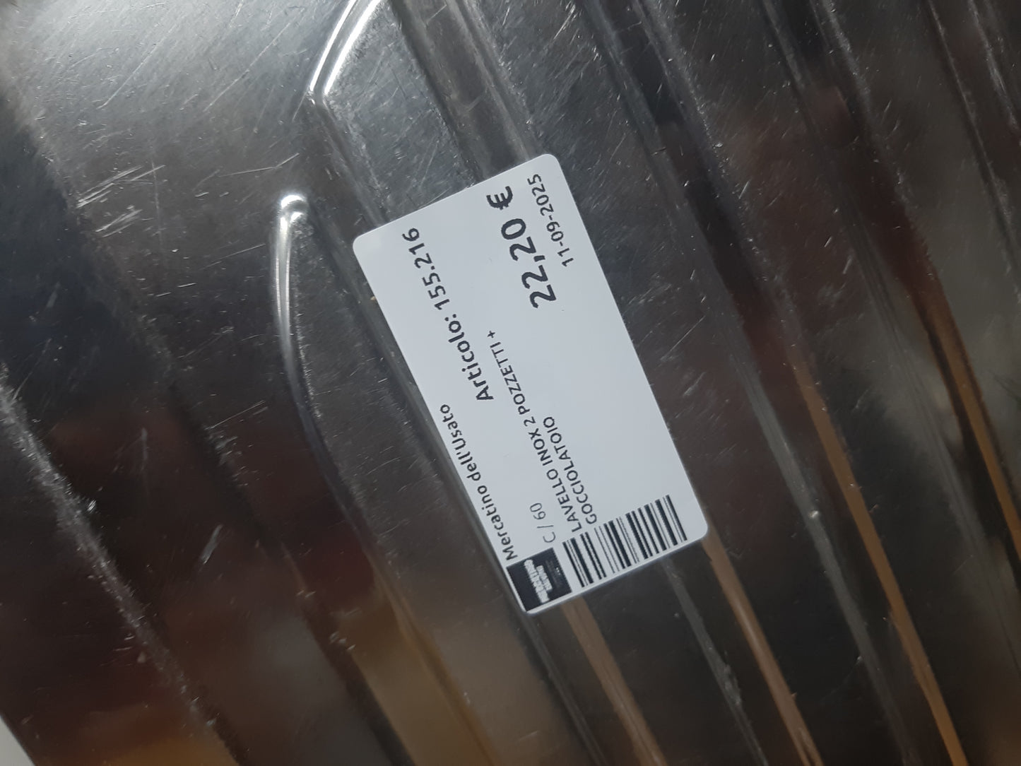 Lavello Inox 2 Pozzetti + Gocciolatoio