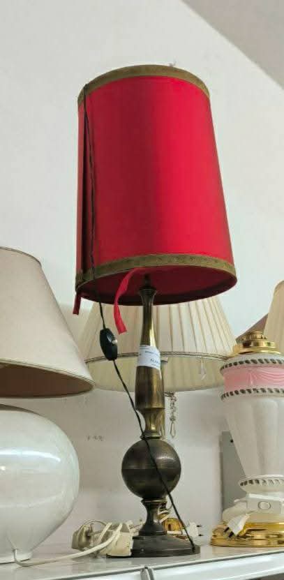 Vecchio Lume Ottone E Paralume Bordeaux R.