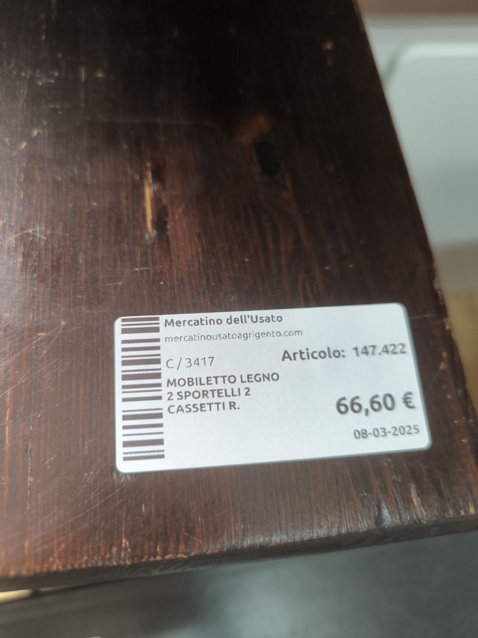 Mobiletto Legno 2 Sportelli 2 Cassetti R.